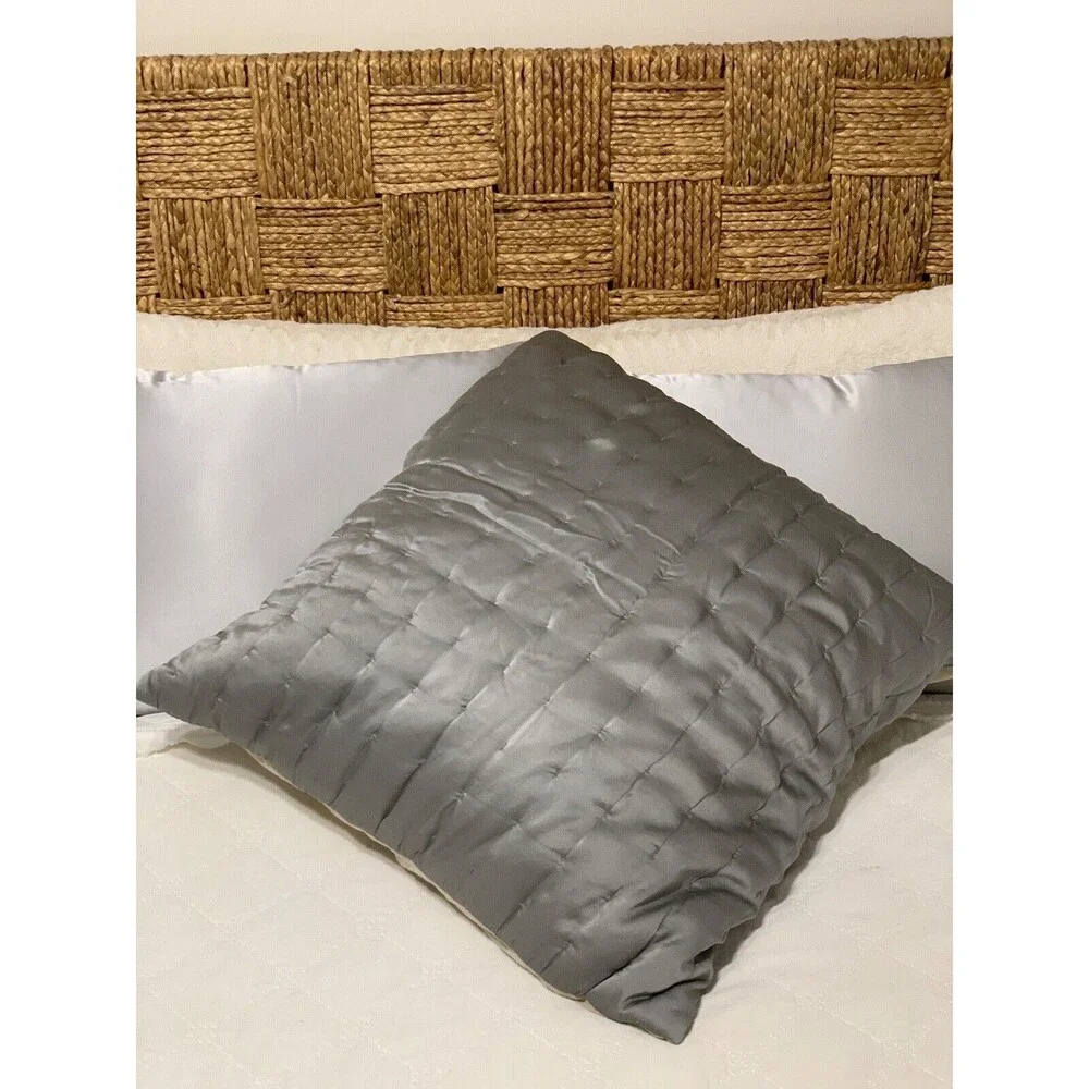 Portico Quilted Euro Sham Slate Gray Silk Blend 26